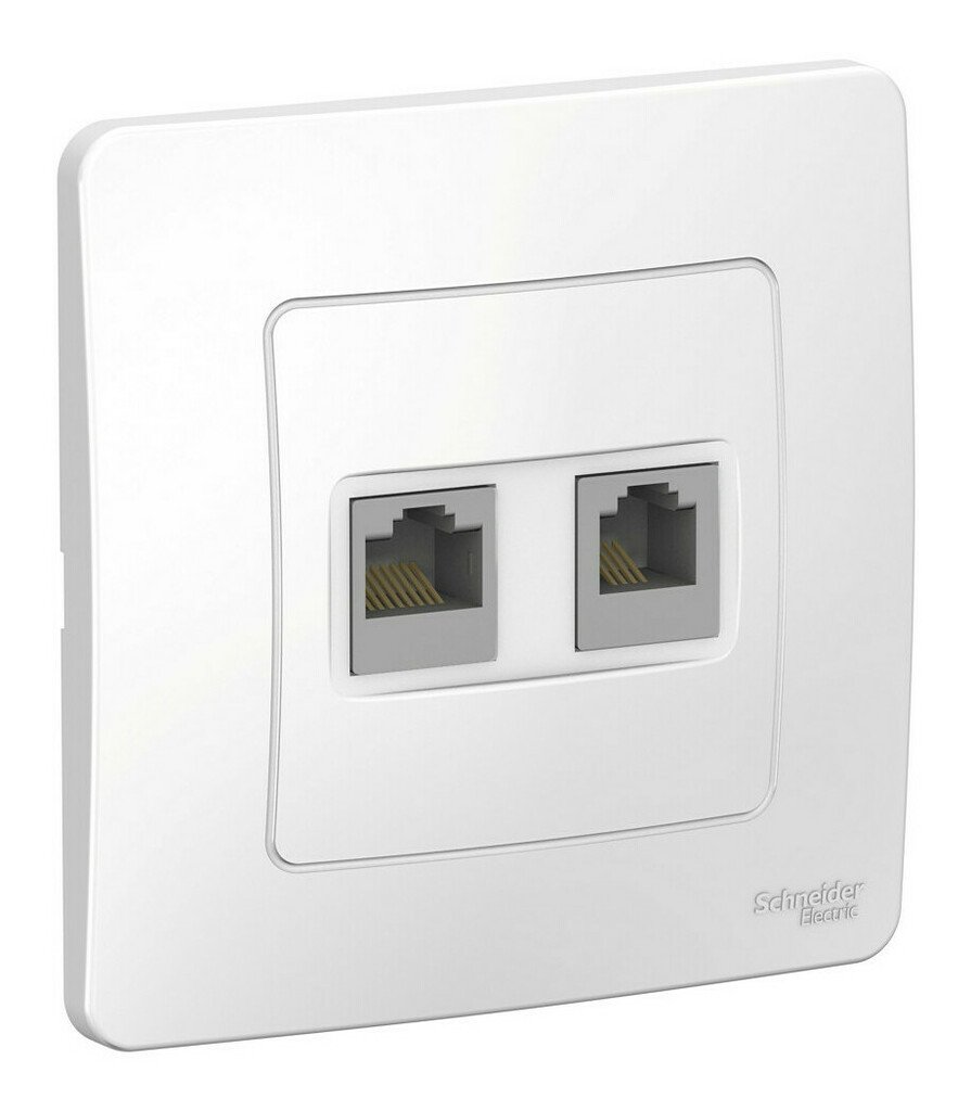 BLANCA розетка RJ45+RJ11 2-местная, кат. 5Е, скрытой установки, белый (BLNIS045111)