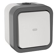 TORS Переключатель 1-клавишный с индикацией TS202 открытой установки 10А IP55 серо-белый (TS-V10-1-10-55-K41) / Переключатель одноклавишный с индикацией серии TORS