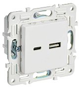 SKANDY Розетка USB A+C 3,1А SK-R14W скрытой установки арктический белый (SK-U22-D31-K01) / Розетка USB