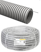 Труба ПВХ легкая серая с протяжкой D25 ELASTA (CTG20-25-K41-050I) / Труба гофрированная, не распространяющая горение