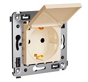 Розетка с крышкой в стену, 2P+E Avanti ванильная дымка (4405013) / Розетка с крышкой