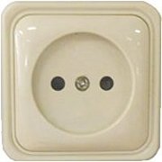 Розетка одинарная открытой установки без з/к, бежевый, LK Standard (813301) / Розетка без заземляющих контактов с защитными шторками