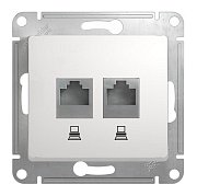Glossa розетка RJ45+RJ45 2-местная, кат. 5Е, скрытой установки, механизм, белый (GSL000185KK) / Розетка компьютерная