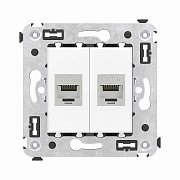Розетка RJ-45 в стену, кат.6E, Avanti, двойная, белое облако (4400794) / Розетка компьютерная модульная