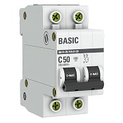 Автоматический выключатель 2P 50А (C) 4,5кА ВА 47-29 Basic (mcb4729-2-50C) / Автоматический выключатель