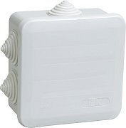 Коробка распаячная КМ41255 100х100х50 открытой проводки IP44 6 гермовводов серая (UKOZ11-100-100-050-K41-44) / Коробка распаячная безгалогенная (HF) с защелкивающейся крышкой