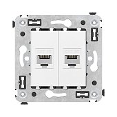 Розетка RJ-45 в стену, кат.5E, Avanti, двойная, белое облако (4400664)