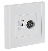 FORTE&PIANO Розетка двойная TV+RJ45 кат.6 FP237 скрытой установки белый (FP-AK20-2-K01) / Розетка двойная TV+RJ45 (cat.6) серии FORTE&PIANO