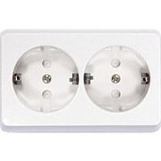 Розетка двойная открытой установки с з/к, белый, LK Standard (813504) / Розетка с заземляющими контактами и защитными шторками