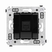 Розетка RJ-45 в стену, кат.6E, Avanti, одинарная, черный квадрат (4402693) / Розетка компьютерная