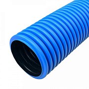 Труба ПНД двустенная жесткая d125 тип 750 (SN14) синяя (6м) (PR15.0078) / Труба гофрированная двустенная ПНД жесткая