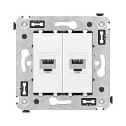 Розетка RJ-45 в стену, кат.5E, Avanti, двойная, белое облако (4400664) / Розетка компьютерная