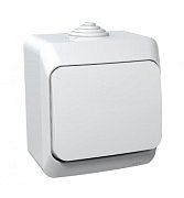 Этюд выключатель 1-клавишный, открытой установки, IP44, белый (BA10-041B) / Выключатель