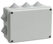 Коробка распаячная КМ41242 150х110х70 открытой проводки IP55 10 гермовводов серая (UKO10-150-110-070-K41-55) / Коробка распаячная безгалогенная (HF)