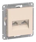 AtlasDesign розетка RJ45+RJ45, 2-местная, скрытой установки, механизм, бежевый (ATN000285) / Розетка компьютерная