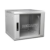 Настенный шкаф 19" 9U 600х600х501, дверь сплошное стекло, серый, RAL 7035 REXANT (04-0966-111)