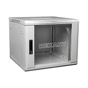 Настенный шкаф 19" 9U 600х600х501, дверь сплошное стекло, серый, RAL 7035 REXANT (04-0966-111) / Шкаф телекоммуникационный 19" настенный 9U