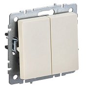 Выключатель 2-клавишный проходной ВС10-2-6-БрКр бежевый BRITE (BR-V22-0-10-K10) / Выключатель