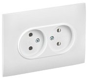 SKANDY Розетка 2-местная в сборе SK-R10W без заземления без защитных шторок скрытой установки 10А арктический белый (SK-R20-10-K01-F) / Розетка без защитных шторок