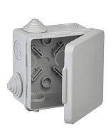 Коробка распаячная КМ для открытой проводки с откидной крышкой 80х80х50 IP54 4 гермоввода серый GENERICA (UKO31-080-080-050-K03-54G) / Коробка распаячная с откидной крышкой