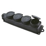 Розетка четырехместная 2Р+РЕ 16А 250В IP44 (SQ0612-0011) / Розетка четырехместная с заглушками каучук