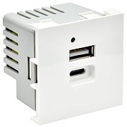 Розетка USB PRIMER A+C 5В 4,2А РКЮ-25-40-П 2 модуля белая (PR-KK40D-RU-0-2-AC-K01) / Розетка USB
