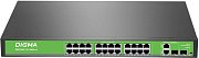 DSP224F-2C-R400 DSP224F-2C-R400 V1 (L2) 24х100Мбит/с 2хКомбо(1000BASE-T/SFP) 24PoE 24PoE+ 400W / Коммутатор с питанием по PoE