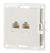 Розетка 2xRJ-45 кат.5е с накладкой, белый LK80 (846204-1) / Розетка компьютерная двойная