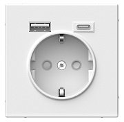 ArtGallery розетка 1-местная с USB тип-A+C, скрытой установки, механизм, белый (GAL000132) / Розетка с USB
