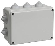 Коробка распаячная КМ41241 150х110х70 открытой проводки IP44 10 гермовводов серая (UKO10-150-110-070-K41-44) / Коробка распаячная безгалогенная (HF)