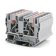 Клемма проходная, зажим push-in, 2 точки подключения, 10 кв.мм, серая (VPR-10-GY) / Клемма проходная, 2 точки подключения