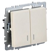 Выключатель 2-клавишный ВС10-2-1-БрКр бежевый BRITE (BR-V20-1-10-K10) / Выключатель с индикацией