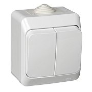 Этюд выключатель 2-клавишный, открытой установки, IP44, белый (BA10-042B) / Выключатель