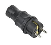 Вилка прямая с заземляющим контактом IP44 каучук черная GENERICA (EVK20-016-01-44-K02-G)