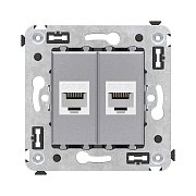 Розетка RJ-45 в стену, кат.5E, Avanti, двойная, закаленная сталь (4404664) / Розетка компьютерная