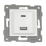 Розетка 2xUSB A/C, белый (201007) / Розетка