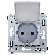 Розетка с крышкой в стену, 2P+E Avanti закаленная сталь (4404013) / Розетка