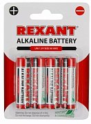 Алкалиновая батарейка AA/LR6 1,5 V 4 шт. блистер REXANT (30-1027) / Элемент питания