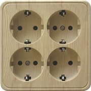 Розетка четырехместная открытой установки с з/к, бежевый, LK Standard (813801) / Розетка с заземляющими контактами и защитными шторками
