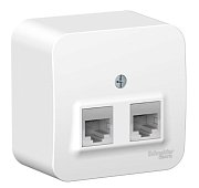 BLANCA розетка RJ11+RJ45, 2-местная, кат. 5Е, открытой установки, белый (BLNIA045111) / Розетка компьютерная + телефонная с изолированной пластиной
