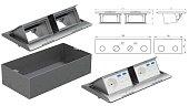 Люк в пол на 2х2 поста (45х45мм) с суппортом и коробкой, сталь LUK/2х2ST (70027)