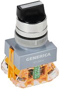 Переключатель D7-20х33 на 3 положения 1NC+1NO с самовозвратом черный GENERICA (BSW50-20х33-3-22-3-K02-G) / Переключатель с самовозвратом