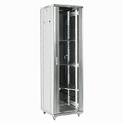 Напольный шкаф 19" 27U 600х600х1387, дверь сплошное стекло, серый, RAL 7035 REXANT (04-2766-211) / Шкаф телекоммуникационный 19" напольный 27U