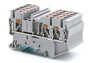 Клемма проходная, зажим push-in, 3 точки подключения, 2.5 кв.мм, серая (VPR-2.5-TWIN-GY) / Клемма проходная, 3 точки подключения