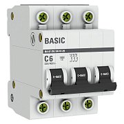 Автоматический выключатель 3P 6А (C) 4,5кА ВА 47-29 Basic (mcb4729-3-06C) / Автоматический выключатель