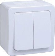 ГЕРМЕС PLUS Выключатель 2-клавишный ВС20-2-0-ГПБ открытой установки IP54 белый (EVMP20-K01-10-54-EC) / Выключатель
