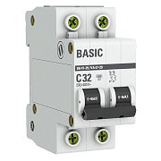 Автоматический выключатель 2P 32А (C) 4,5кА ВА 47-29 Basic (mcb4729-2-32C) / Автоматический выключатель