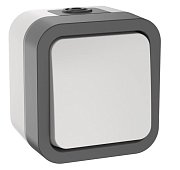 TORS Выключатель 1-клавишный двухполюсный TS211 открытой установки 10А IP55 серо-белый (TS-V16-0-10-55-K41) / Выключатель двухполюсный одноклавишный серии TORS