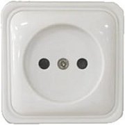 Розетка одинарная открытой установки без з/к, белый, LK Standard (813304) / Розетка без заземляющих контактов с защитными шторками