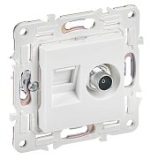 SKANDY Розетка двойная TV+RJ45 кат.6 SK-A15W скрытой установки арктический белый (SK-AK20-2-K01) / Розетка TV+RJ45